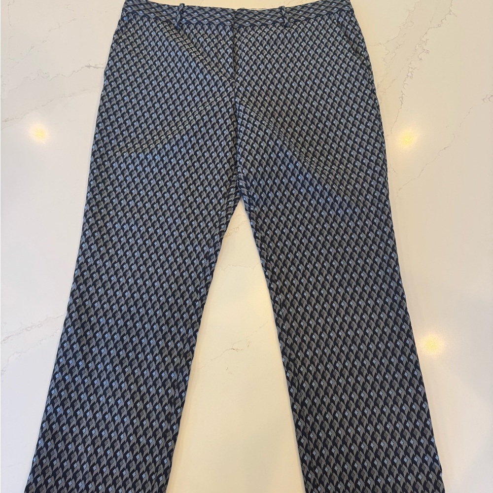 Theory Blue Dress Pants with Geometric Print